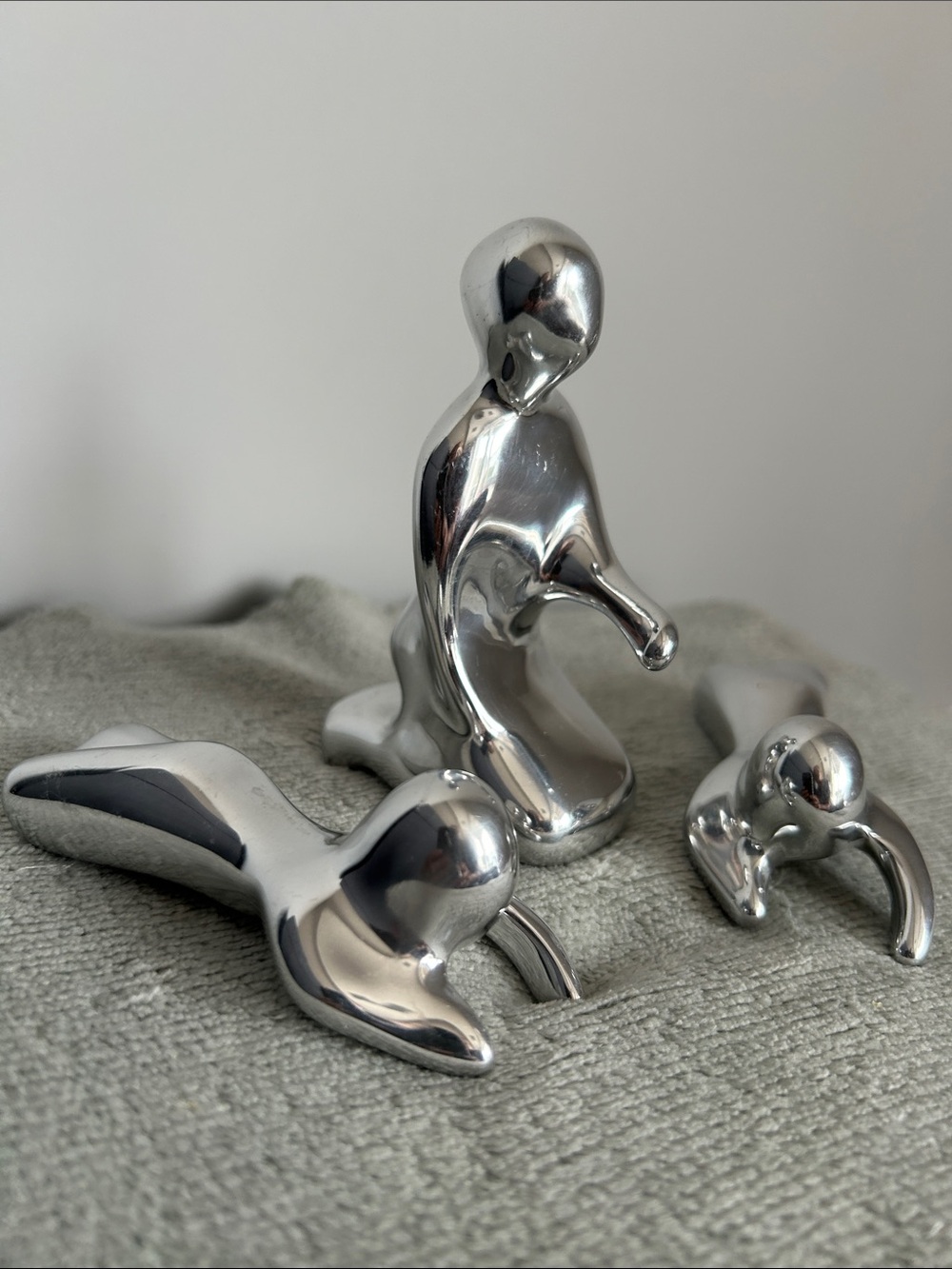 Vintage Hoselton Canada Aluminum Mother and Child Sculptures.